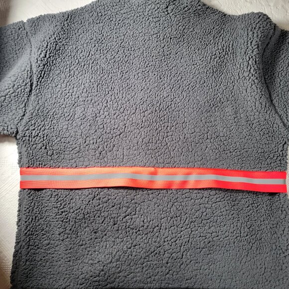 Express full zip hoodie deep pile sherpa front pockets safety stripe pink M/L - Picture 15 of 16